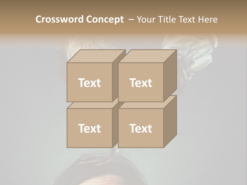 A Rooster Standing On Top Of A Woman's Head PowerPoint Template