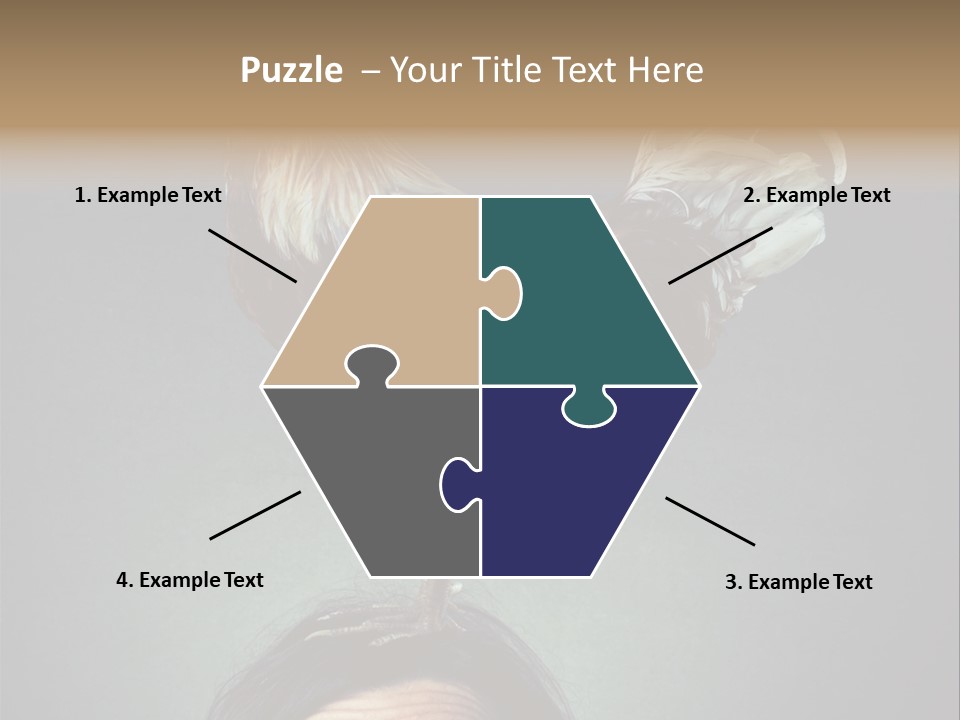 A Rooster Standing On Top Of A Woman's Head PowerPoint Template