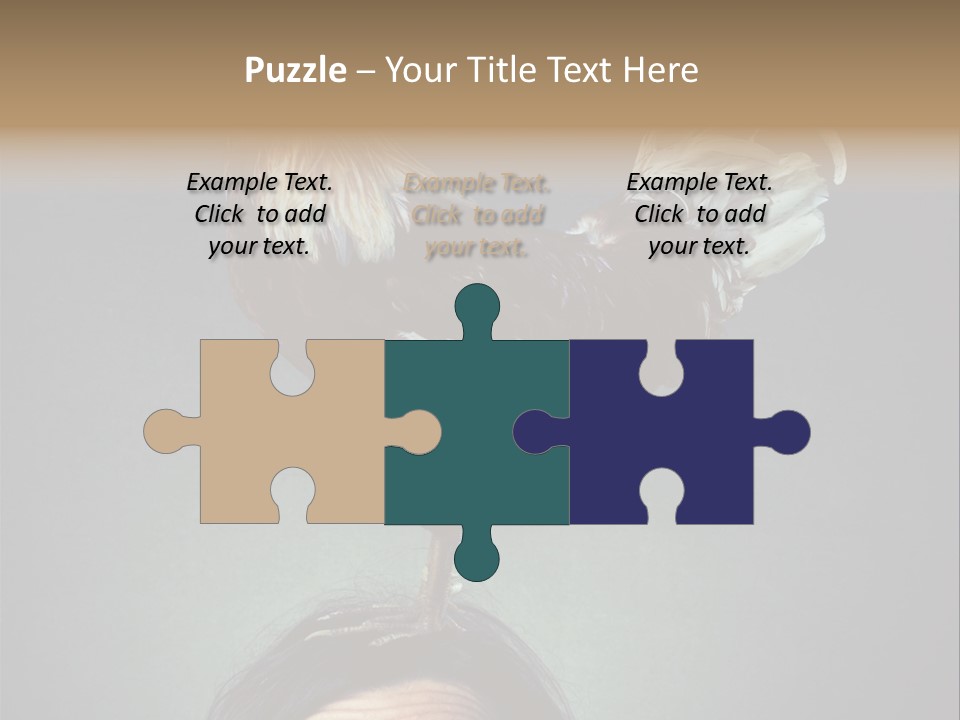 A Rooster Standing On Top Of A Woman's Head PowerPoint Template