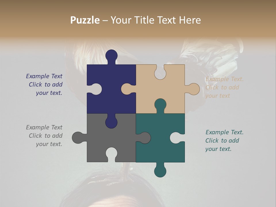 A Rooster Standing On Top Of A Woman's Head PowerPoint Template