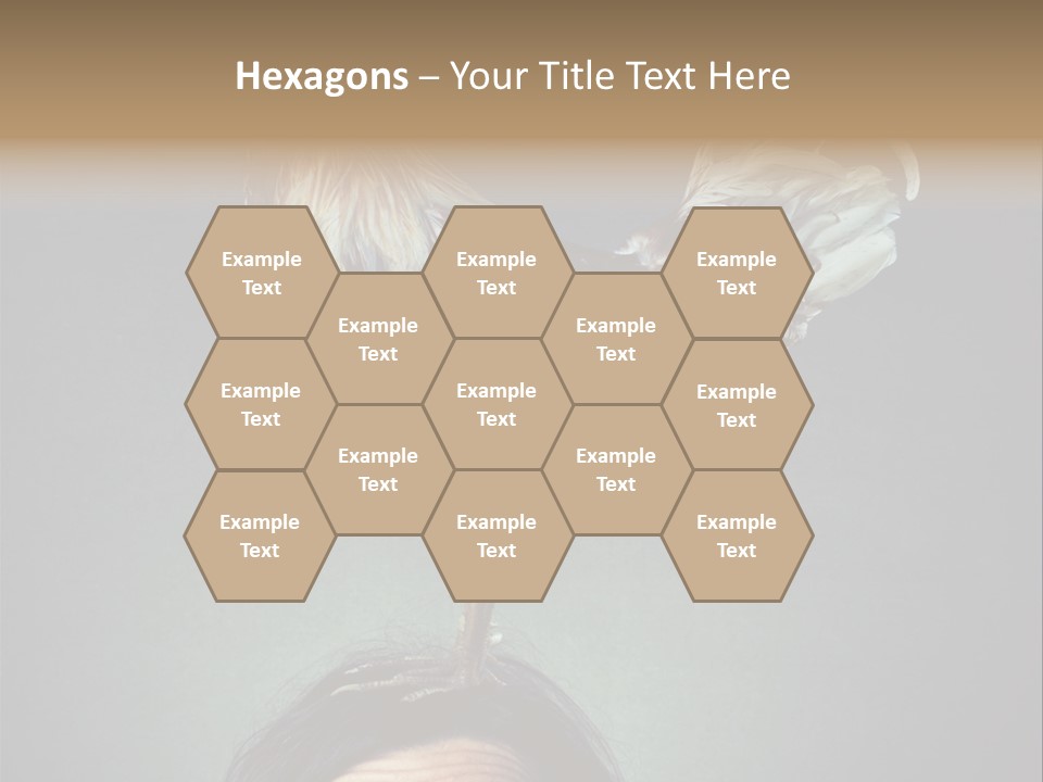 A Rooster Standing On Top Of A Woman's Head PowerPoint Template