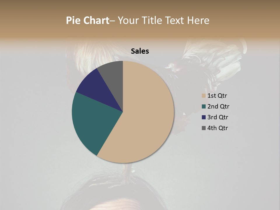 A Rooster Standing On Top Of A Woman's Head PowerPoint Template