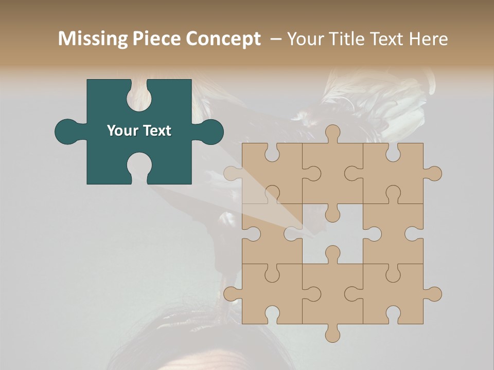 A Rooster Standing On Top Of A Woman's Head PowerPoint Template