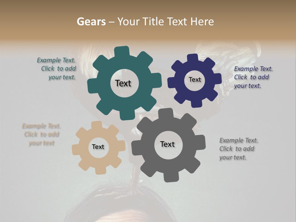 A Rooster Standing On Top Of A Woman's Head PowerPoint Template