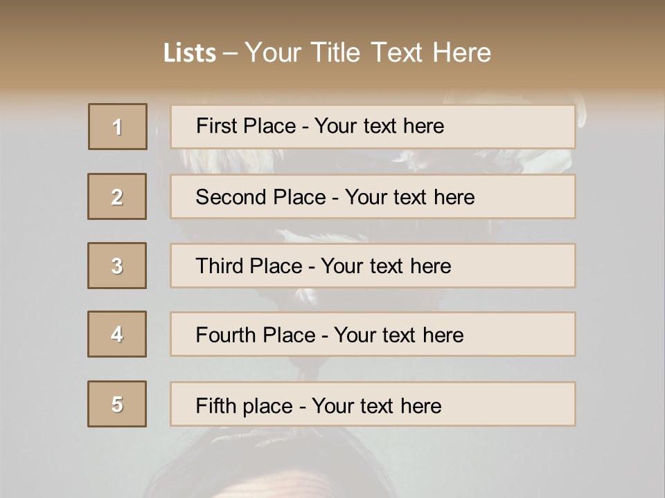 A Rooster Standing On Top Of A Woman's Head PowerPoint Template