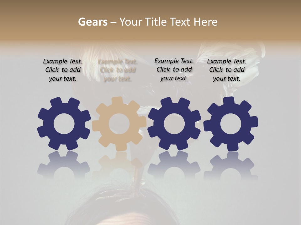 A Rooster Standing On Top Of A Woman's Head PowerPoint Template