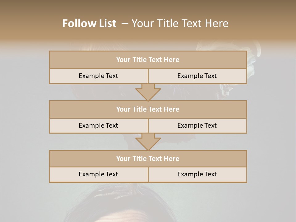 A Rooster Standing On Top Of A Woman's Head PowerPoint Template