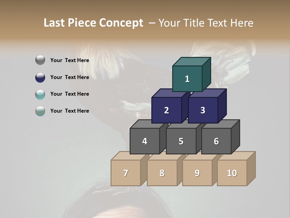 A Rooster Standing On Top Of A Woman's Head PowerPoint Template