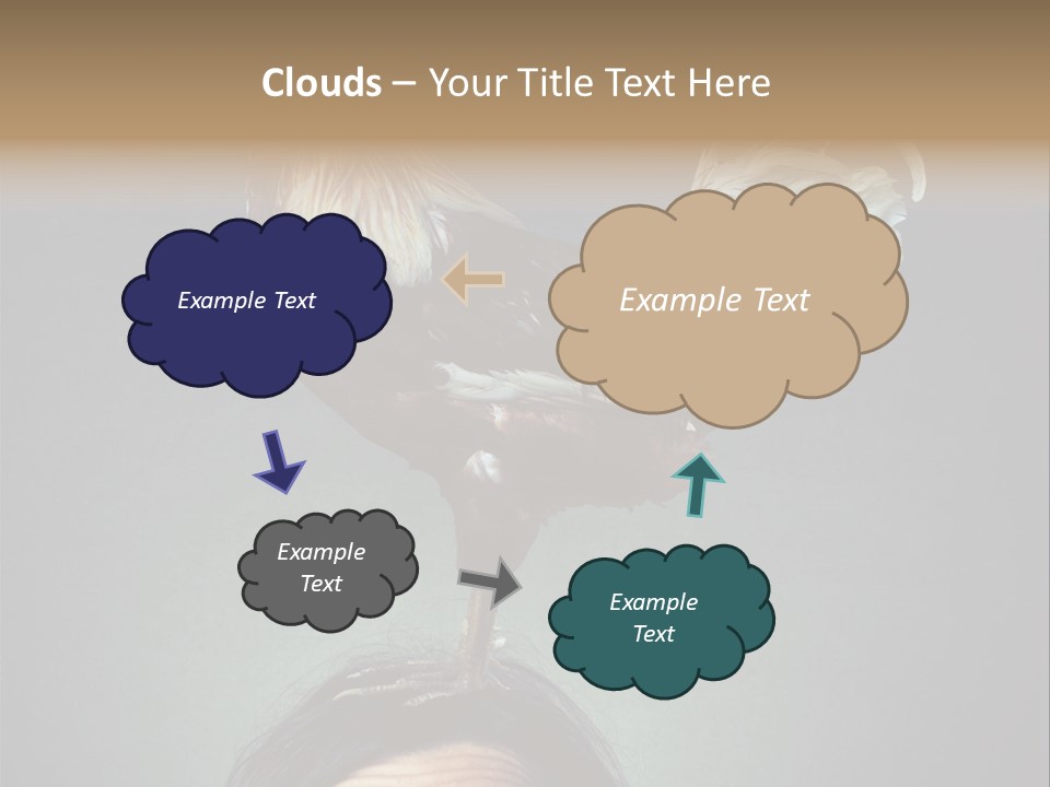 A Rooster Standing On Top Of A Woman's Head PowerPoint Template