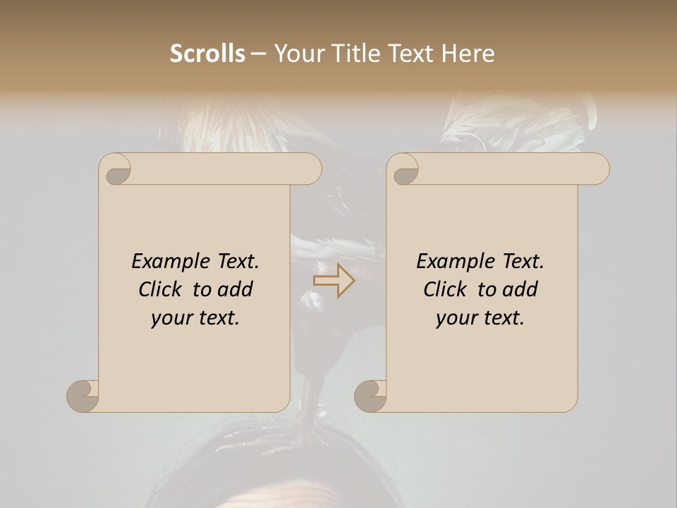 A Rooster Standing On Top Of A Woman's Head PowerPoint Template