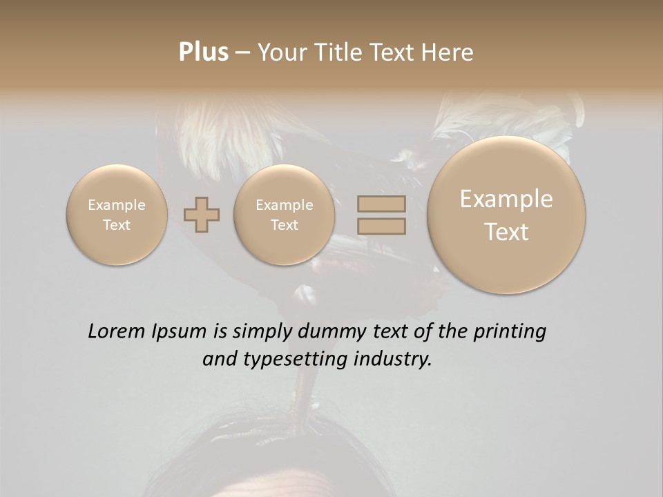 A Rooster Standing On Top Of A Woman's Head PowerPoint Template