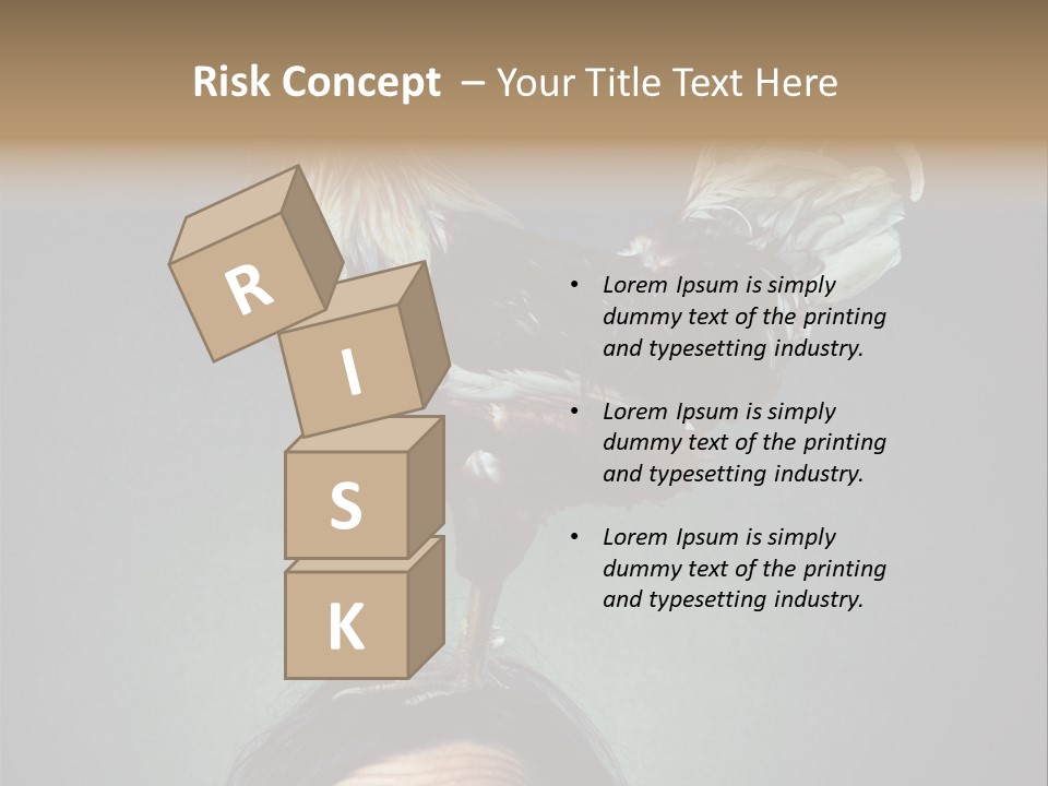 A Rooster Standing On Top Of A Woman's Head PowerPoint Template