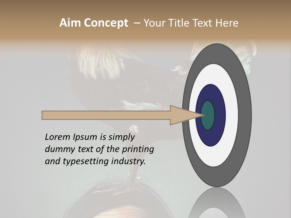 A Rooster Standing On Top Of A Woman's Head PowerPoint Template