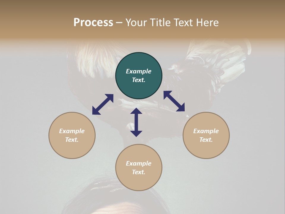 A Rooster Standing On Top Of A Woman's Head PowerPoint Template