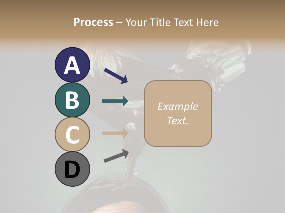 A Rooster Standing On Top Of A Woman's Head PowerPoint Template