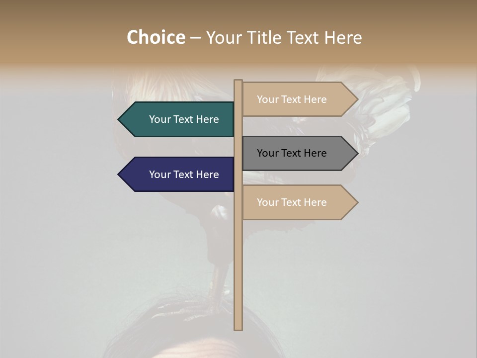 A Rooster Standing On Top Of A Woman's Head PowerPoint Template