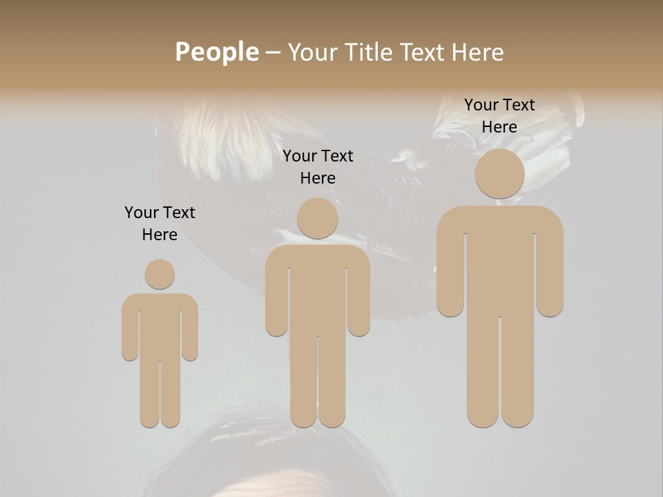 A Rooster Standing On Top Of A Woman's Head PowerPoint Template
