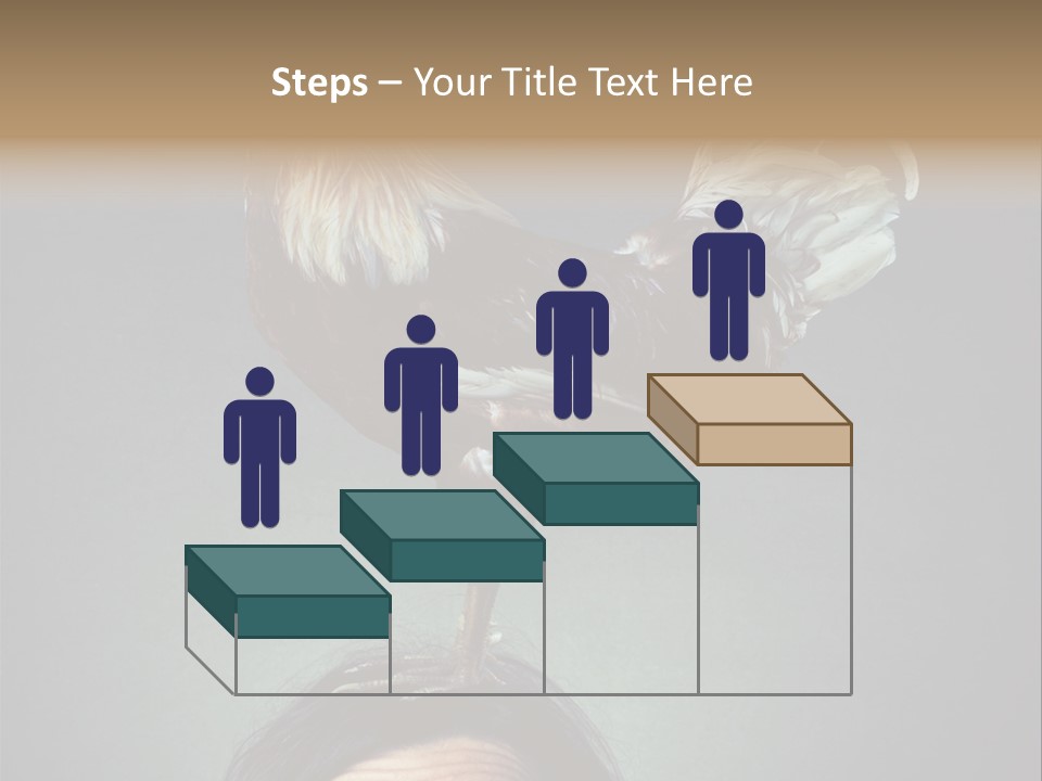 A Rooster Standing On Top Of A Woman's Head PowerPoint Template