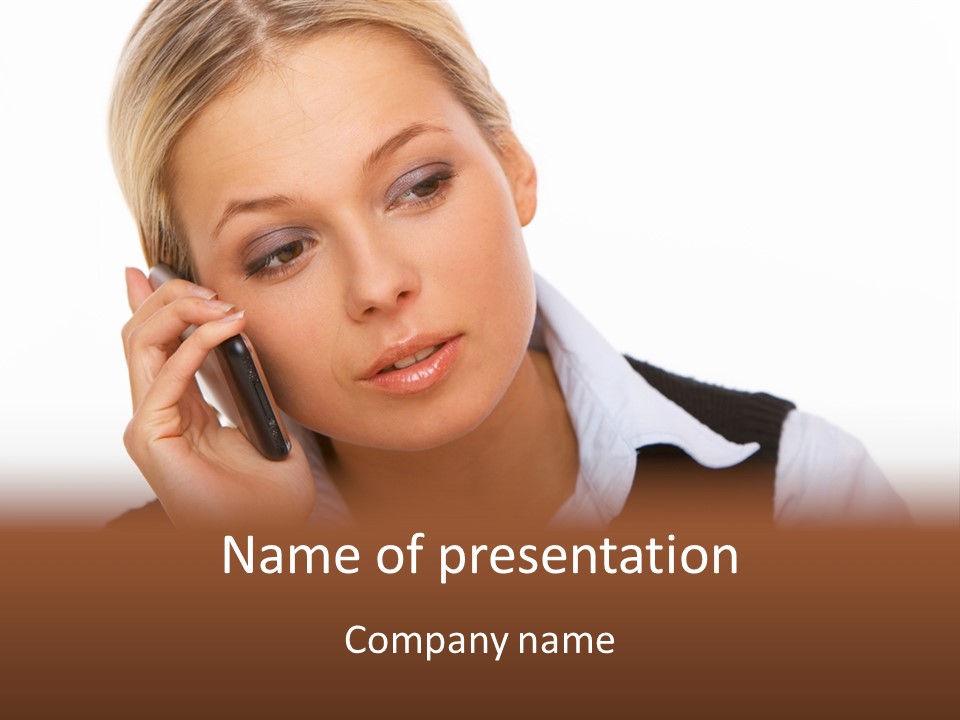 Businesswoman Talking Lifestyle PowerPoint Template