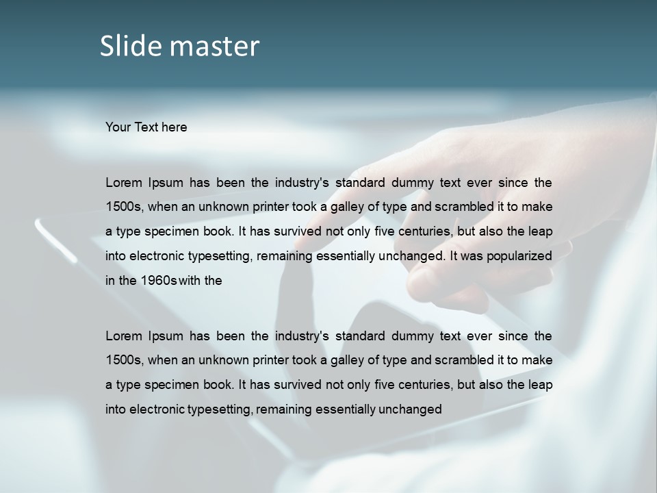 A Person Holding A Tablet With A Hand On It PowerPoint Template