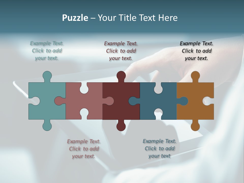 A Person Holding A Tablet With A Hand On It PowerPoint Template