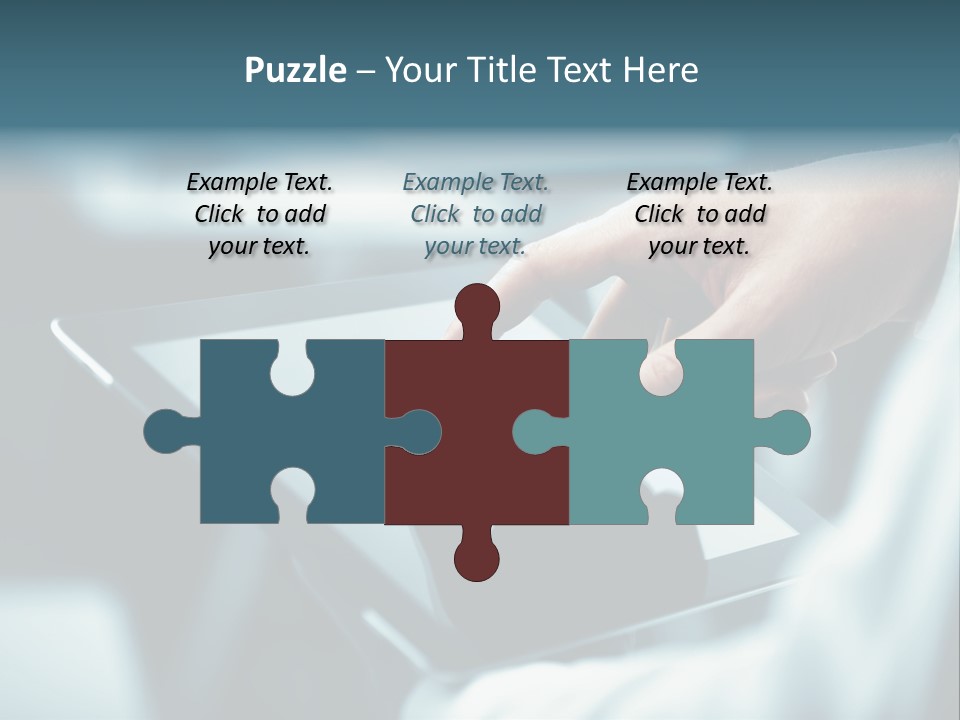 A Person Holding A Tablet With A Hand On It PowerPoint Template