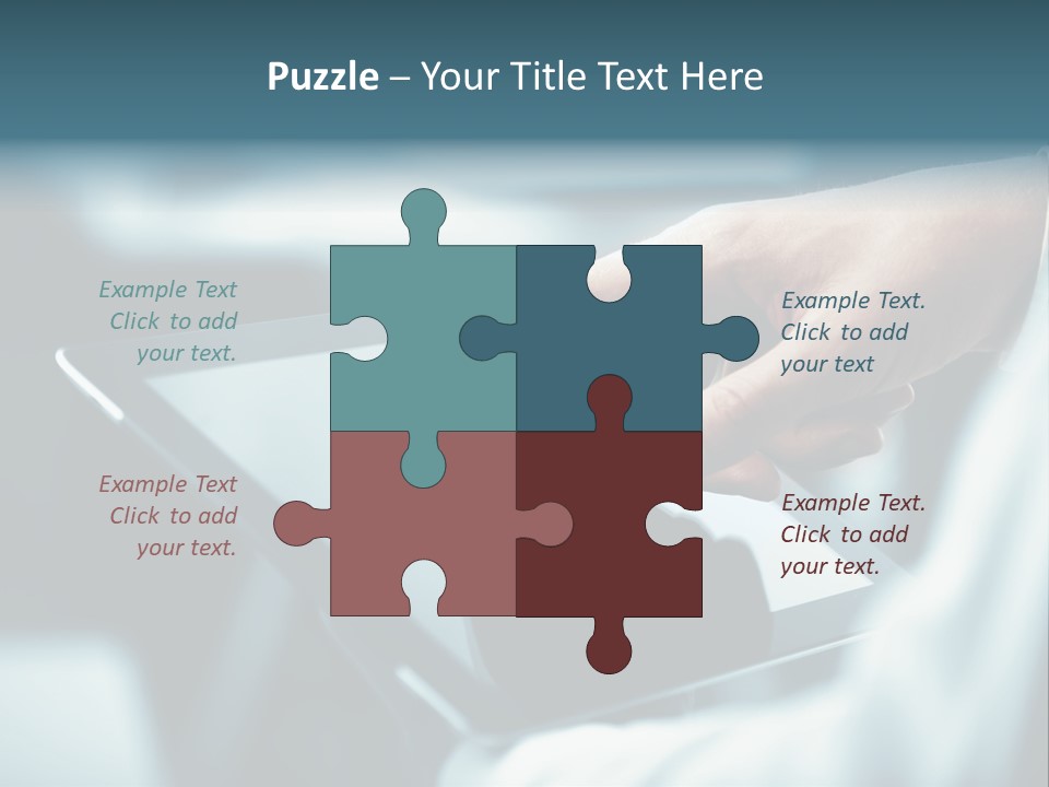 A Person Holding A Tablet With A Hand On It PowerPoint Template