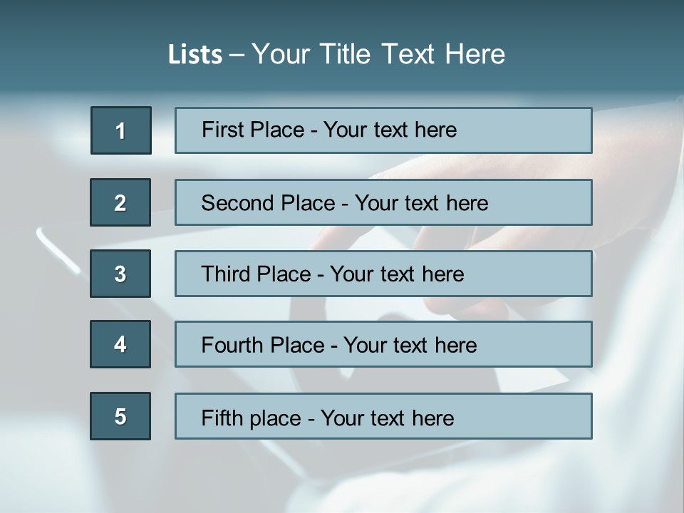 A Person Holding A Tablet With A Hand On It PowerPoint Template