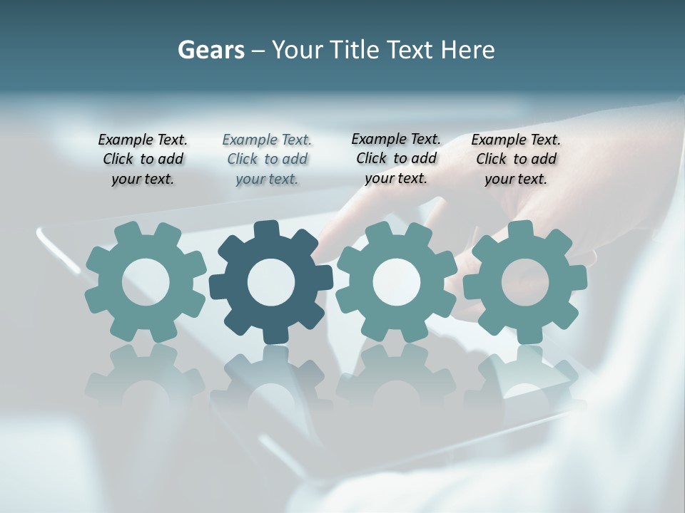 A Person Holding A Tablet With A Hand On It PowerPoint Template