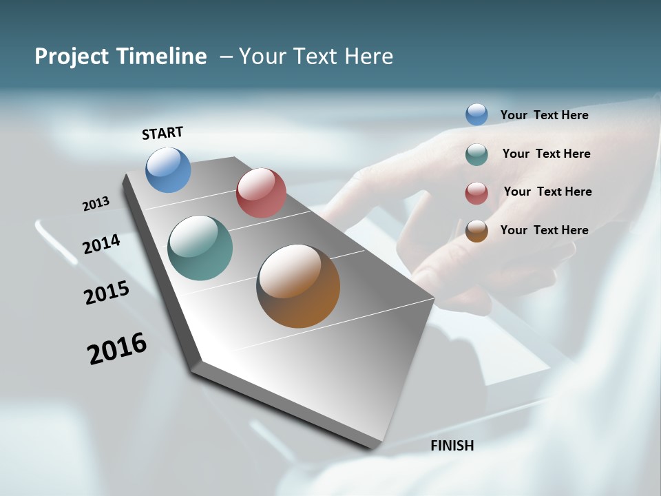 A Person Holding A Tablet With A Hand On It PowerPoint Template