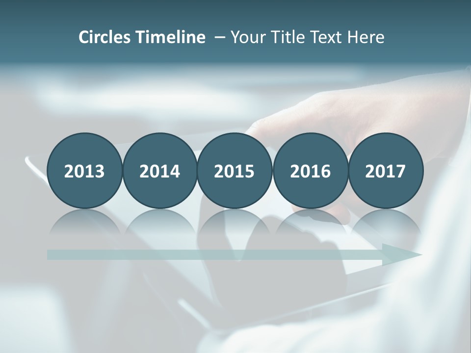 A Person Holding A Tablet With A Hand On It PowerPoint Template