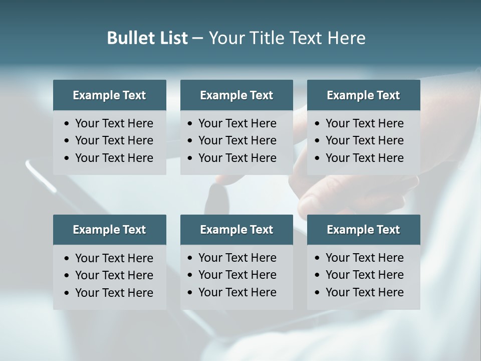 A Person Holding A Tablet With A Hand On It PowerPoint Template