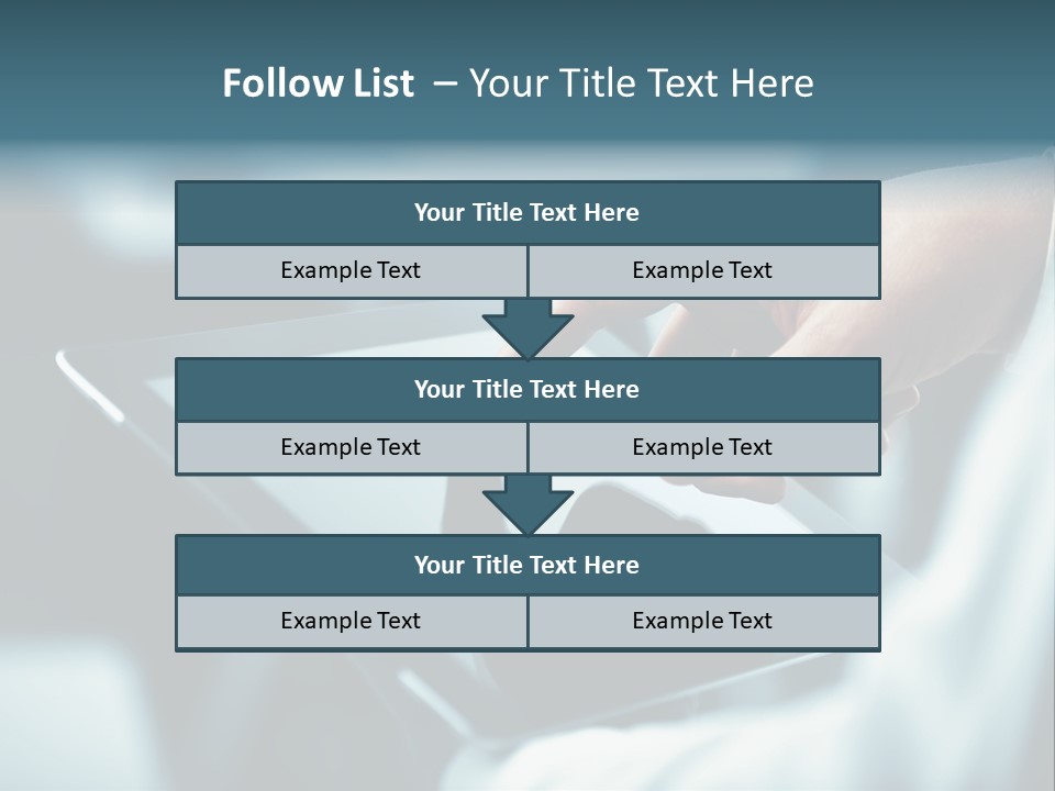A Person Holding A Tablet With A Hand On It PowerPoint Template