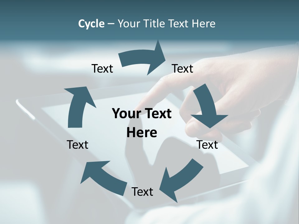 A Person Holding A Tablet With A Hand On It PowerPoint Template