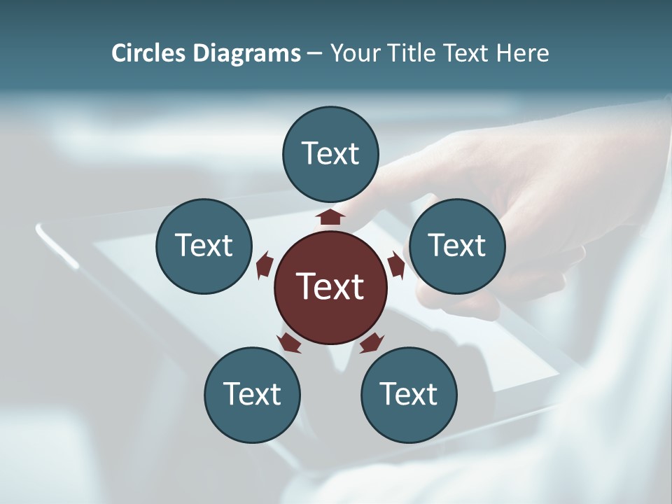 A Person Holding A Tablet With A Hand On It PowerPoint Template