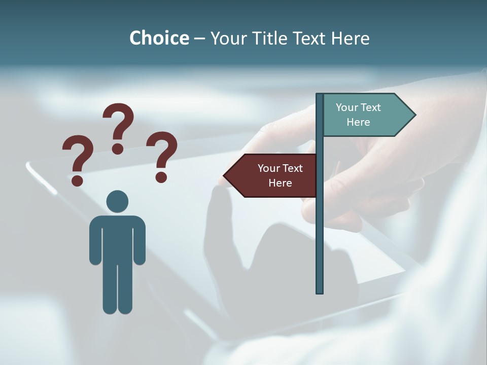 A Person Holding A Tablet With A Hand On It PowerPoint Template