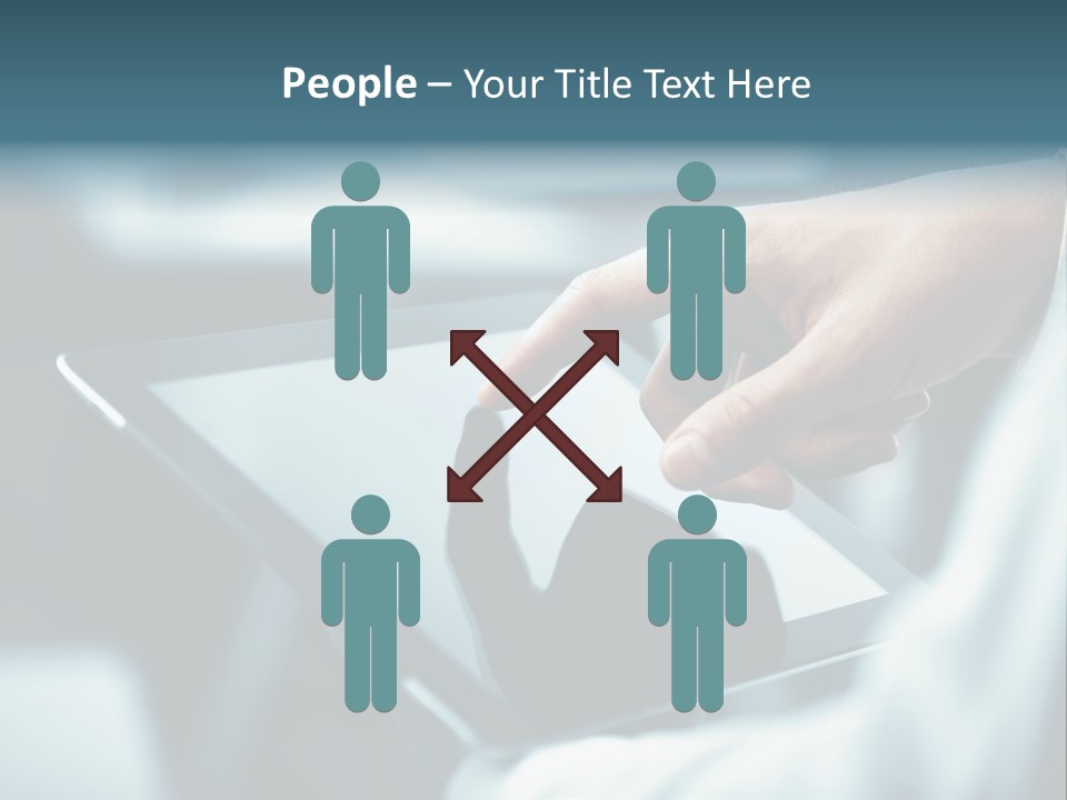 A Person Holding A Tablet With A Hand On It PowerPoint Template