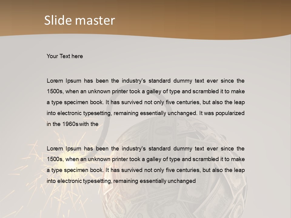 A Ball Of Money With A Sparkler On Top Of It PowerPoint Template