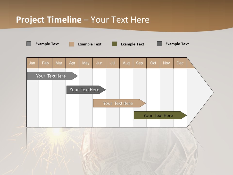 A Ball Of Money With A Sparkler On Top Of It PowerPoint Template