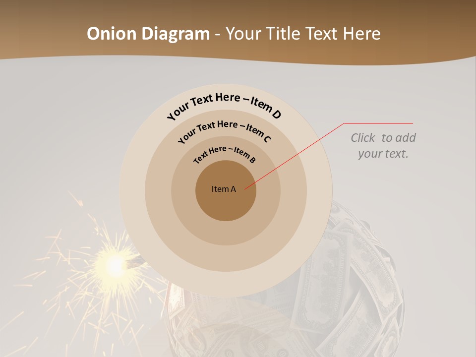 A Ball Of Money With A Sparkler On Top Of It PowerPoint Template