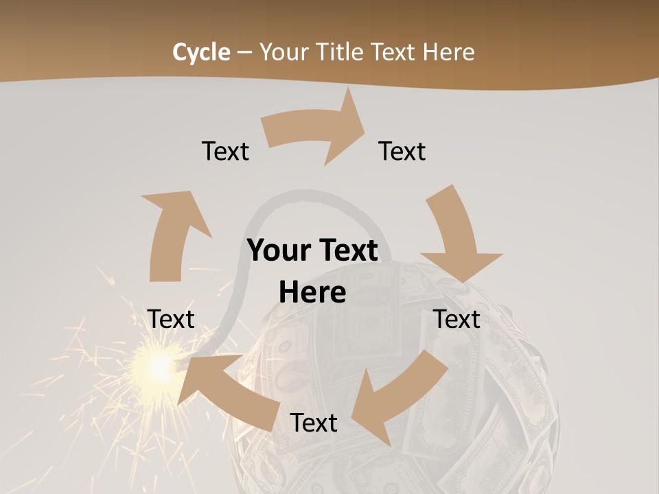 A Ball Of Money With A Sparkler On Top Of It PowerPoint Template