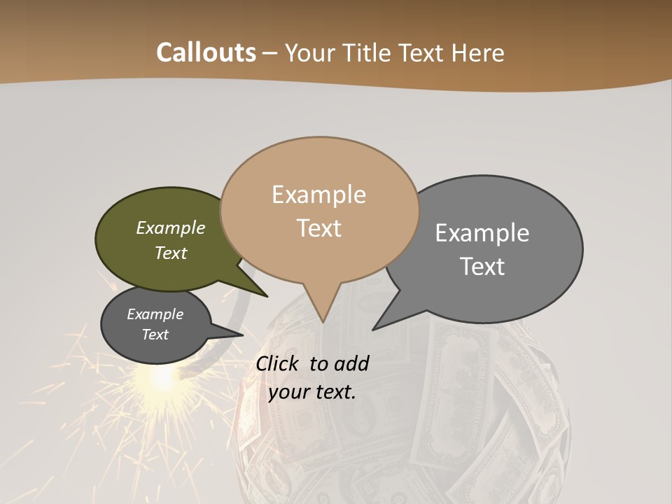 A Ball Of Money With A Sparkler On Top Of It PowerPoint Template