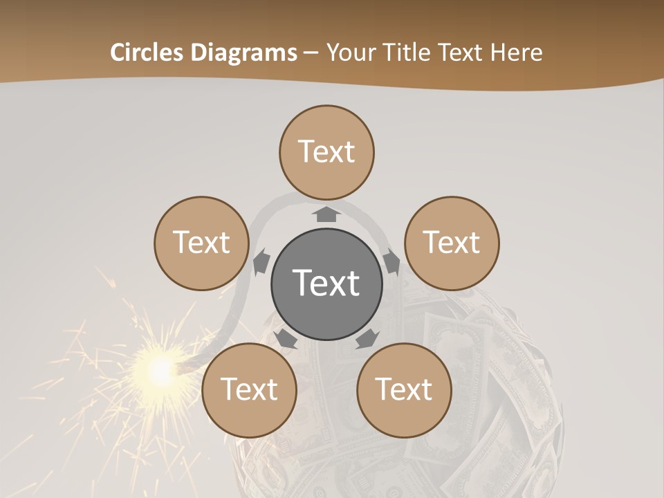 A Ball Of Money With A Sparkler On Top Of It PowerPoint Template