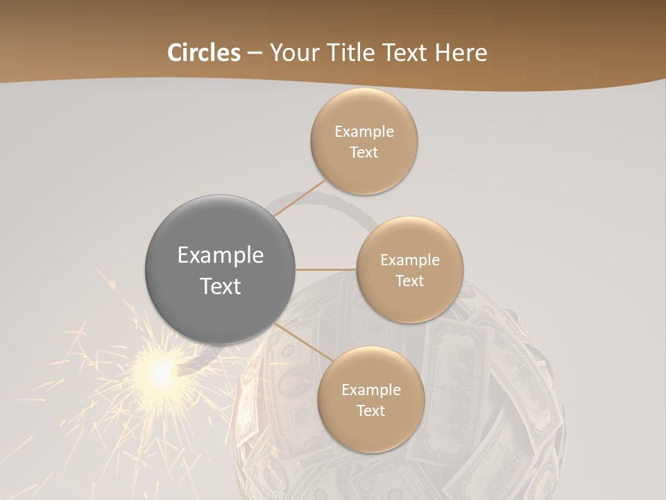 A Ball Of Money With A Sparkler On Top Of It PowerPoint Template