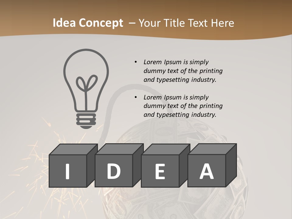 A Ball Of Money With A Sparkler On Top Of It PowerPoint Template