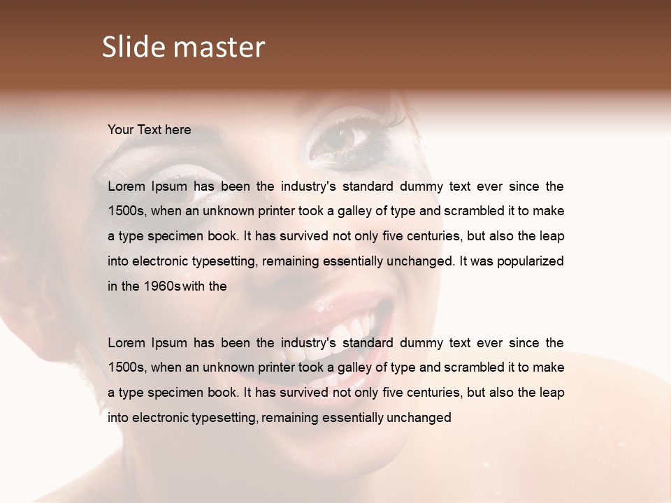 A Woman With Blue Makeup Is Smiling For The Camera PowerPoint Template