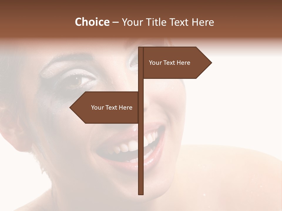 A Woman With Blue Makeup Is Smiling For The Camera PowerPoint Template