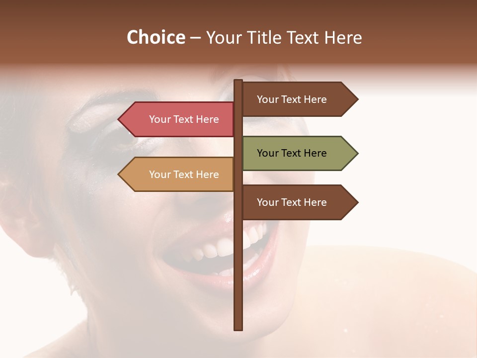 A Woman With Blue Makeup Is Smiling For The Camera PowerPoint Template