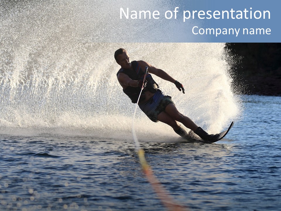 Water Ski Rooster Tail River PowerPoint Template