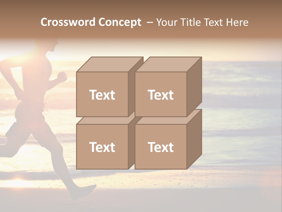 A Man Running On The Beach At Sunset PowerPoint Template